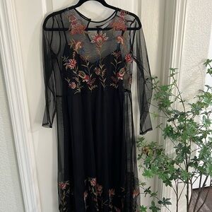 Black floral sheer dress